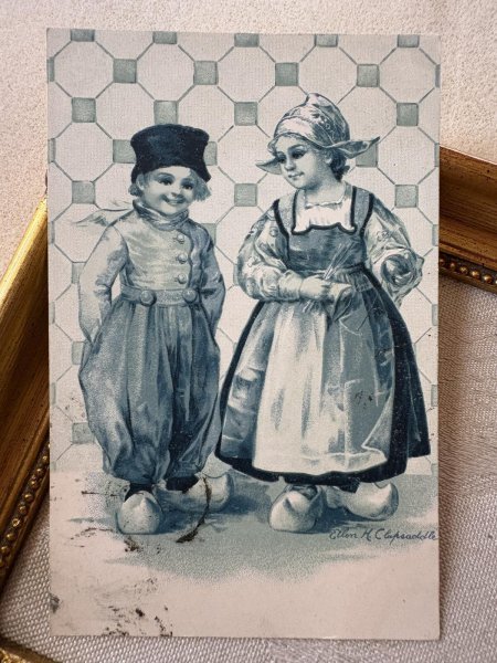画像2: Postcard アンティークポストカード オランダの子どもたち Ellen Clapsaddle  フランス1909年 (2)