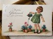 画像2: Postcard  アンティークポストカード   お花にお水を与える女の子 ドイツ1933年 (2)