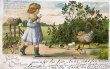 画像1: Postcard  アンティークポストカード   イースター ニワトリとヒヨコにそーっと近づく女の子 ドイツ1907年 (1)