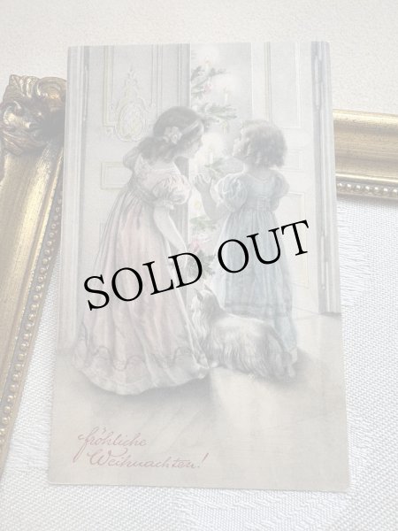 画像3: Postcard　アンティークポストカード　クリスマスツリーに驚く女の子　犬　ヨークシャーテリア　ウィーン趣味　M.M.VIENNE（未使用） (3)