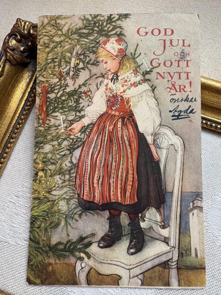 画像2: Postcard 　アンティークポストカード   クリスマス　ツリーを飾る女の子　スウェーデン　Julgranskonfekt Carl Larsson カール・ラーション (2)