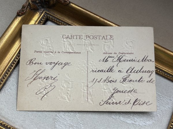 画像4: Postcard 　アンティークポストカード 　クリスマス 新年祝い　BONNE ANNEE フランス　天使のアルファベット文字　1907年 (4)