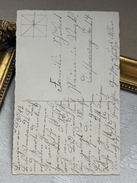 画像3: Postcard 　アンティークポストカード 　新年祝い　New Year　大きな時計と四つ葉のクローバーを振りまく女の子　ドイツ1912年 (3)