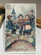 画像2: Postcard 　アンティークポストカード 　新年祝い　New Year　橋の上で演奏をする子どもたち　フルート　笛　バイオリン　ドイツ1915年 (2)