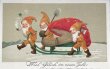 画像1: Postcard 　アンティークポストカード 　新年祝い　New Year　キノコをソリで運ぶノーム妖精たち　Marie Flatscher　（未使用） (1)