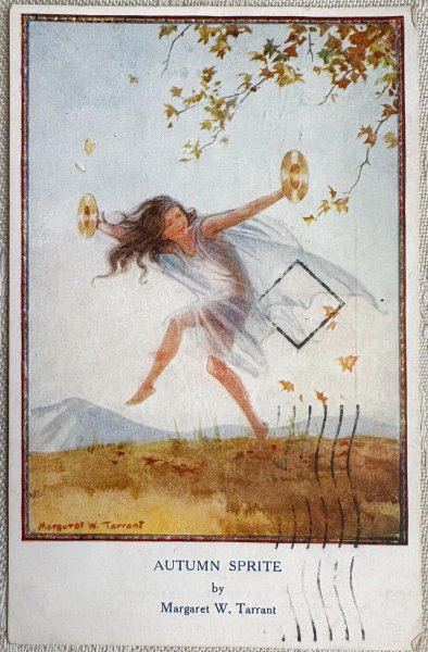 画像1: Postcard  アンティークポストカード　秋の妖精　シンバルン　Autumn Sprite　Margaret Tarrant　イギリス1941年 (1)