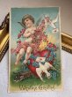 画像2: Postcard 　アンティークポストカード 　バレンタイン　キューピッド天使　ハート　白鳩　薔薇 (2)
