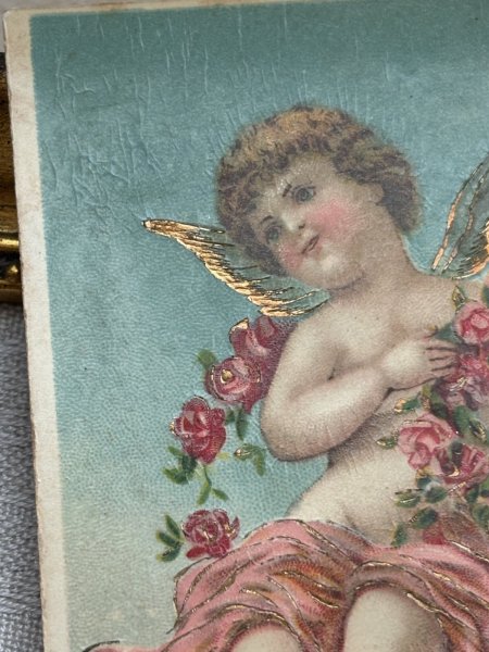画像3: Postcard 　アンティークポストカード 　バレンタイン　キューピッド天使　ハート　白鳩　薔薇 (3)