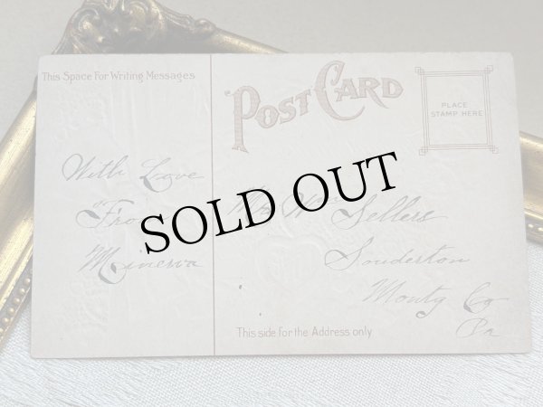 画像4: Postcard 　アンティークポストカード 　バレンタイン　お花　リボン　レース　スミレ　四つ葉クローバー (4)