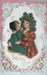 画像1: Postcard 　アンティークポストカード 　バレンタイン　女の子たち　姉妹 (1)
