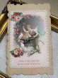 画像2: Postcard 　アンティークポストカード 　バレンタイン　ペアリングを作るキューピッド天使の鍛冶屋さん　薔薇　結婚指輪　フランス　（未使用） (2)