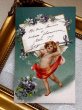 画像2: Postcard 　アンティークポストカード 　天使のメッセージボード　スミレ　Ellen Clapsaddle　フランス1907年 (2)