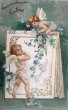 画像1: Postcard 　アンティークポストカード 　天使のアルバム　忘れな草　Ellen Clapsaddle　フランス1905年 (1)