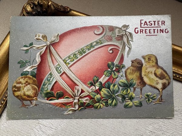 画像2: Postcard　アンティークポストカード　イースター　ヒヨコと大きな卵　（未使用） (2)