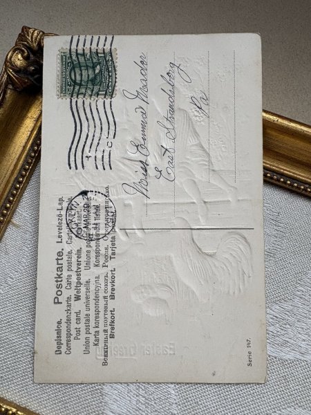 画像3: Postcard　アンティークポストカード　イースター　ニワトリと子どもたち　卵　アメリカ1907年 (3)