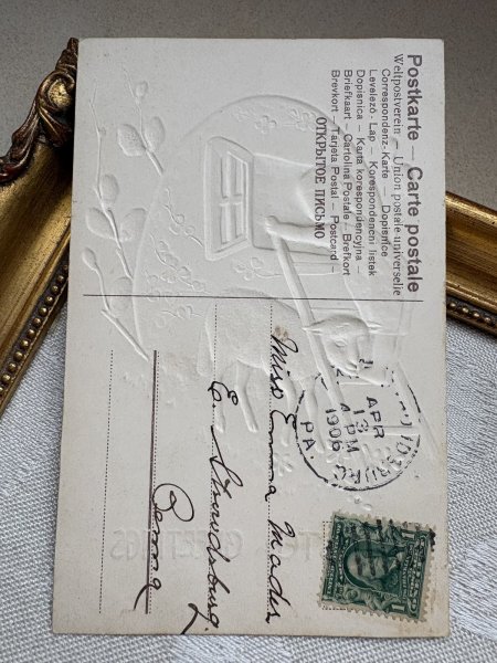 画像3: Postcard 　アンティークポストカード 　イースター　卵のお家　子どもと羊　梯子 (3)