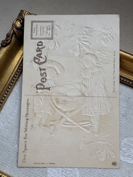 画像3: Postcard 　アンティークポストカード 　イースター　卵を運ぶ子どもたち　スノードロップ　（未使用） (3)