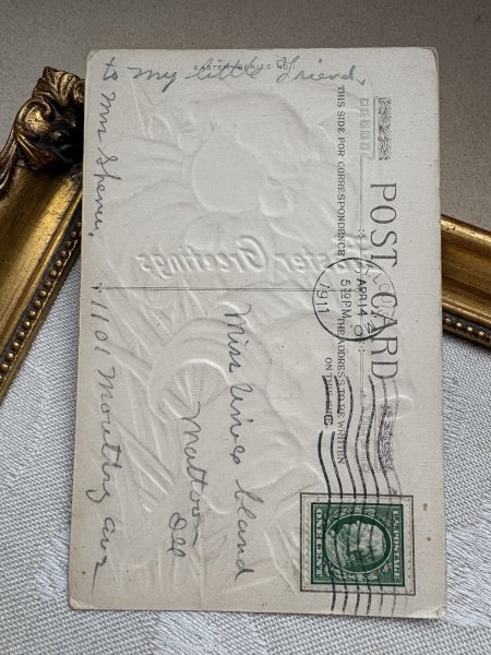 画像3: Postcard 　アンティークポストカード 　イースター　白百合のお花と子どもたち　Frances Brundage 1911年 (3)