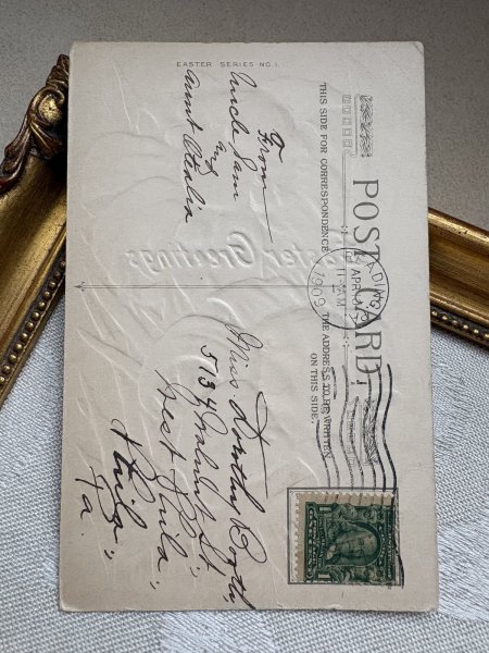 画像3: Postcard 　アンティークポストカード 　イースター　白百合のお花と子どもたち　Frances Brundage 1909年 (3)