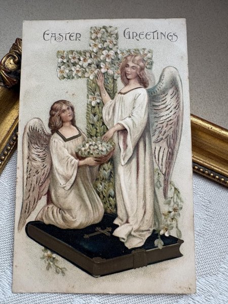画像2: Postcard 　アンティークポストカード 　イースター　十字架と天使 (2)