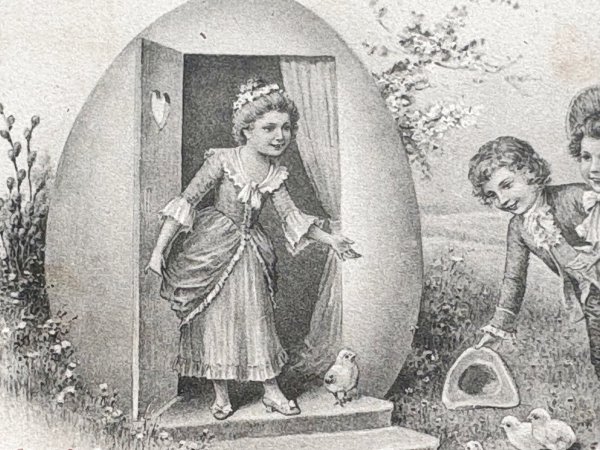 画像3: Postcard 　アンティークポストカード   イースター　卵のお家へようこそ　ウィーン趣味　オーストリア製 (3)