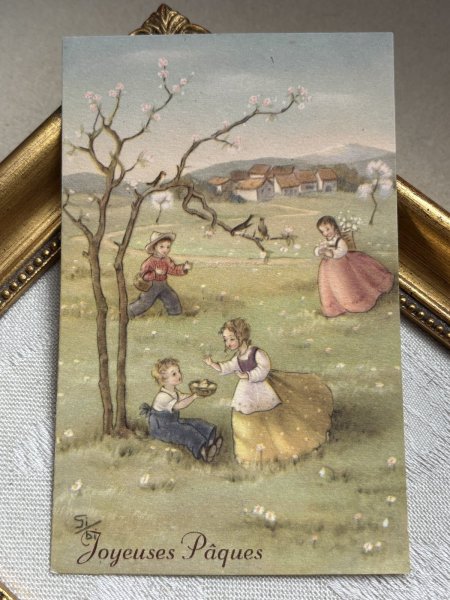 画像2: Postcard 　アンティークポストカード 　イースター　春の子どもたち　卵　 (2)