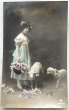 画像1: Postcard    アンティークポストカード　イースター　子羊と女の子　写真 (1)