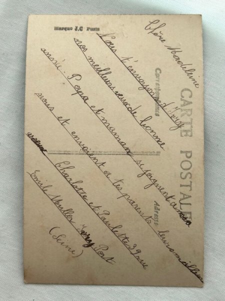 画像2: Postcard    アンティークポストカード　巻き毛の女の子　フランス　写真 (2)