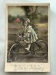 画像1: Postcard    アンティークポストカード　自転車に乗る女の子　写真　フランス (1)