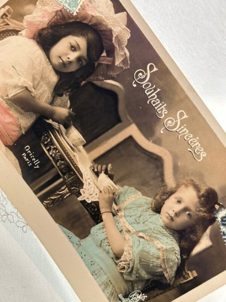 画像2: Postcard    アンティークポストカード 女の子たちのティータイム フランス 写真 (2)