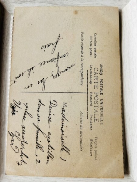 画像3: Postcard    アンティークポストカード　魚を持つ女の子　フランス1909年　ポワソンダブリル　4月の魚 (3)