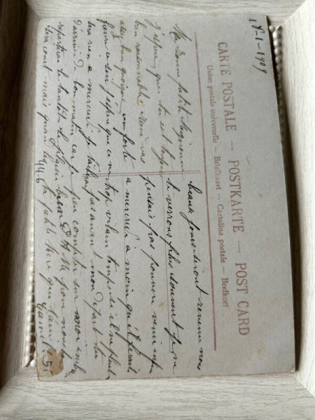 画像4: Postcard    アンティークポストカード　乳母車に乗ったお人形さんと家族　ベビーカー　バギー　フランス1909年 (4)