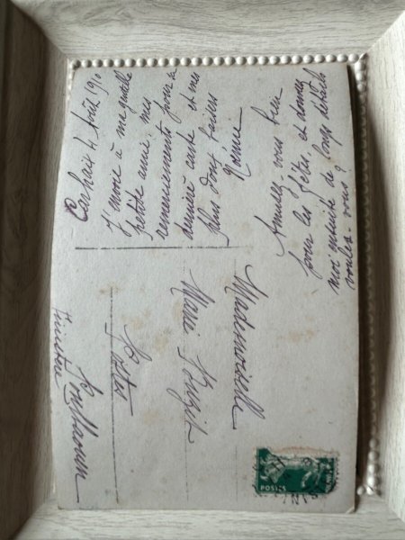 画像3: Postcard    アンティークポストカード　海辺の女の子　壺　船　フランス1911年 (3)