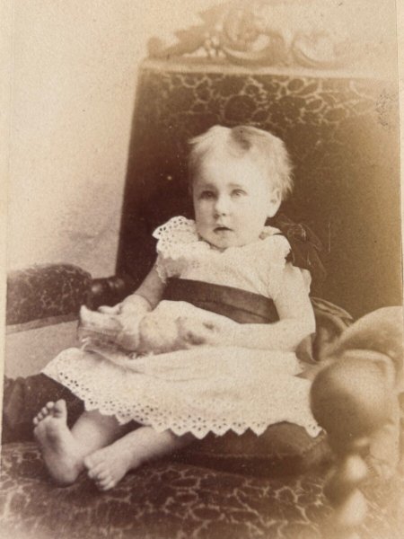 画像2: Vintage carte de visite　アンティーク　ミニ肖像写真　テディベアと小さな女の子　イギリス (2)