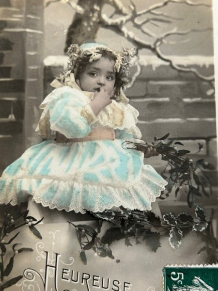 画像2: Postcard    アンティークポストカード　水色ドレスの小さな女の子 (2)