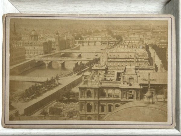 画像1: Vintage Cabinet Card Photo　ビクトリアンフォト　アンティーク　フランス　パリの風景（大判写真） (1)