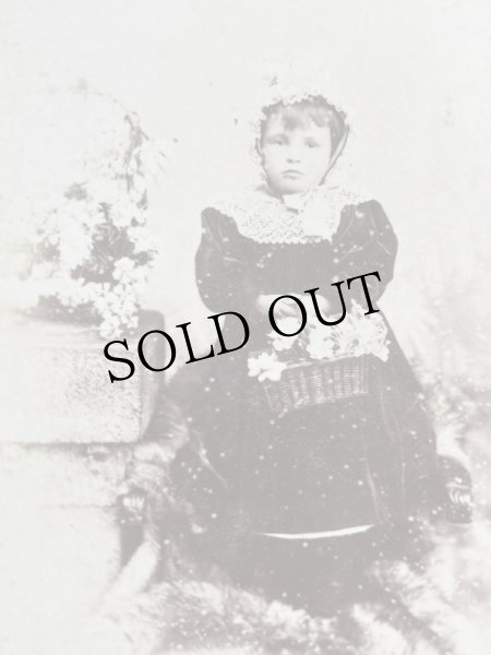 画像3: Vintage Cabinet Card Photo　ビクトリアンフォト　アンティーク　肖像写真　お花かごと女の子（大判写真） (3)