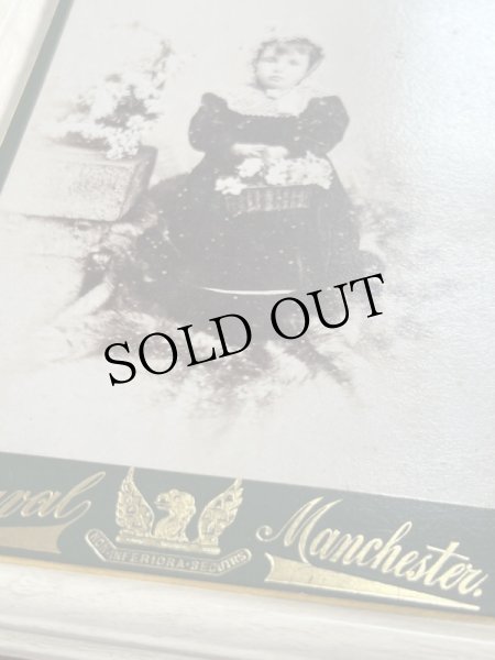 画像2: Vintage Cabinet Card Photo　ビクトリアンフォト　アンティーク　肖像写真　お花かごと女の子（大判写真） (2)