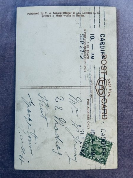 画像2: Postcard アンティークポストカード 黒板とセーラー服の男の子 写真 (2)