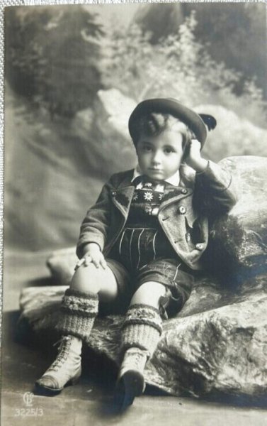画像1: Postcard　アンティークポストカード　ドイツ　男の子　写真　1909年 (1)
