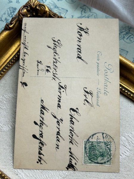 画像3: Postcard　アンティークポストカード　リボンの女の子　写真　ドイツ1909年 (3)