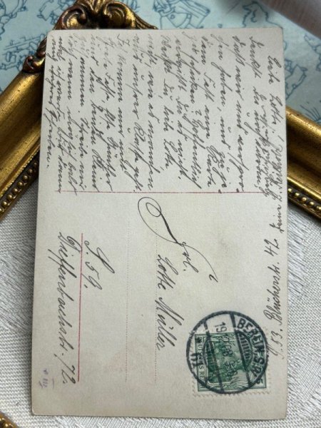 画像4: Postcard　アンティークポストカード　ボンネット帽子の女の子　写真　ドイツ1908年 (4)