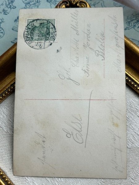 画像3: Postcard　アンティークポストカード　リボンの女の子　写真　ドイツ1909年 (3)