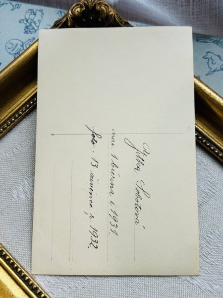 画像4: Postcard　アンティークポストカード　肖像写真　女の子とぬいぐるみ　犬　ウサギ　写真　ドイツ1931年 (4)