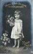 画像1: Postcard　アンティークポストカード　四つ葉クローバーと女の子　写真　ドイツ1908年 (1)