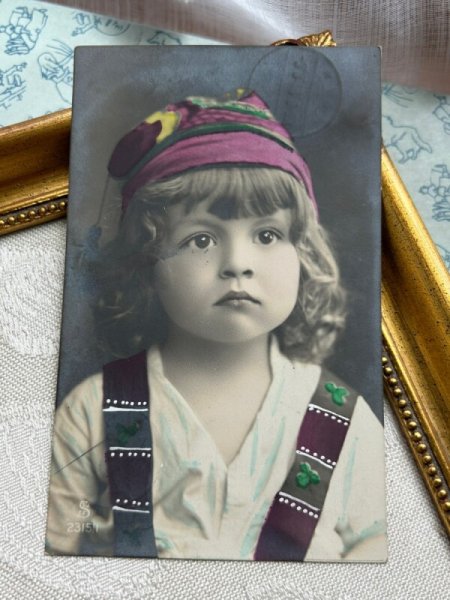 画像2: Postcard アンティークポストカード ドイツ 男の子 写真 1909年 (2)