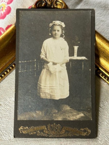 画像2: Vintage carte de visite　アンティーク　ミニ肖像写真　初聖体の女の子　ドイツ (2)