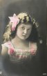 画像1: Postcard　アンティークポストカード　ピンク色のリボンの女の子　写真　ドイツ1912年 (1)