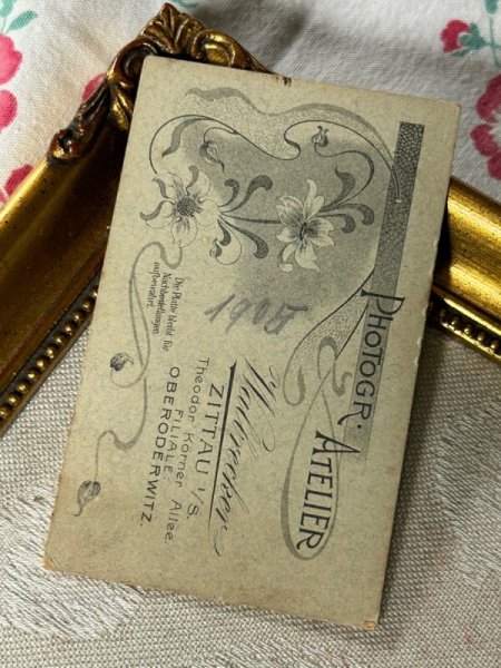 画像4: Vintage carte de visite　アンティーク　ミニ肖像写真　羊のぬいぐるみと絵本と赤ちゃん　ドイツ (4)