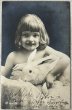 画像1: Postcard　アンティークポストカード　ウサギと女の子　うさぎ　兎　写真　ドイツ1903年 (1)